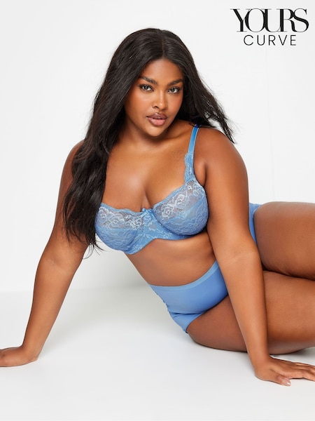Yours Curve Blue Stretch Lace Non Padded Underwired Bra (B73632) | €28