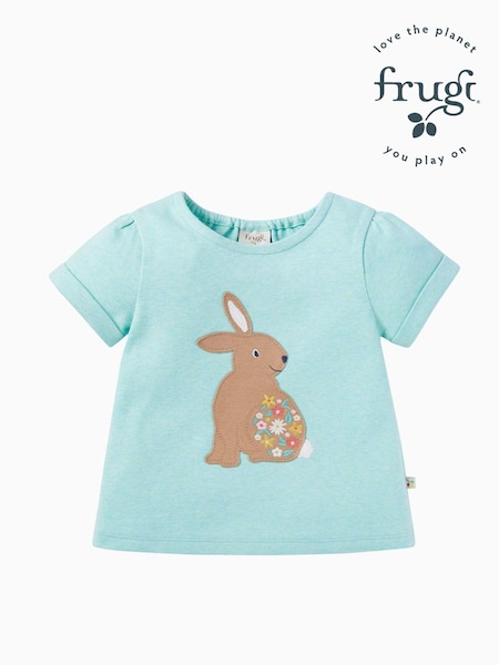 Frugi Green Mint Easter Rabbit Applique T-Shirt (B73634) | €13 - €14