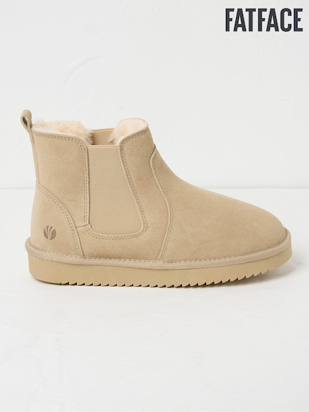 FatFace Mabel Light Natural Suede Slipper Boots (B73733) | €33