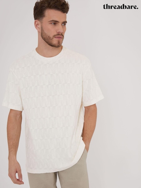 Threadbare Cream Relaxed Fit Textured T-Shirt (B73787) | €15.50