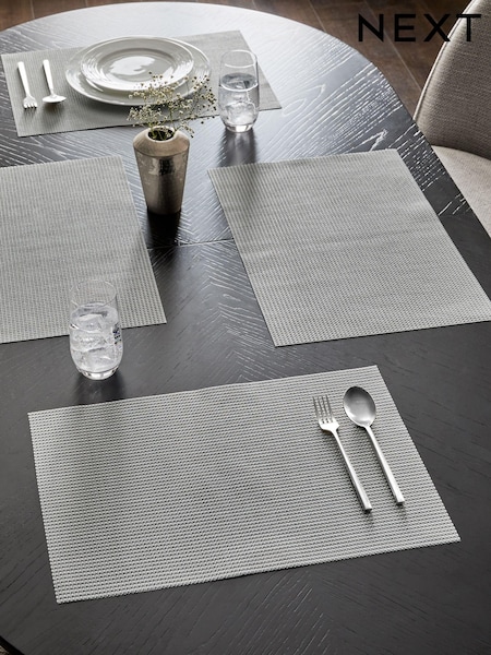 Set of 4 Grey Wipe Clean Weave Placemats (B73946) | $16