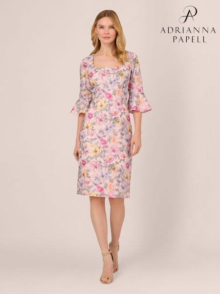 Adrianna Papell Pink Floral Printed Short Dress (B74016) | AED416
