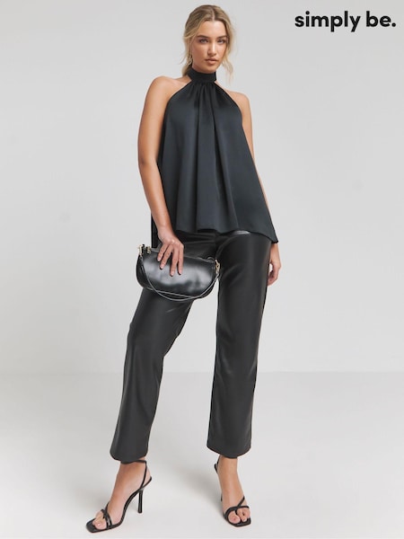 Simply Be Halterneck Textured Satin Blouse (B74113) | €21