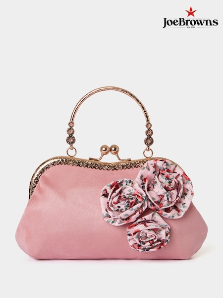 Joe Browns Pink Floral Corsage Vintage Frame Clutch Bag (B74187) | €34