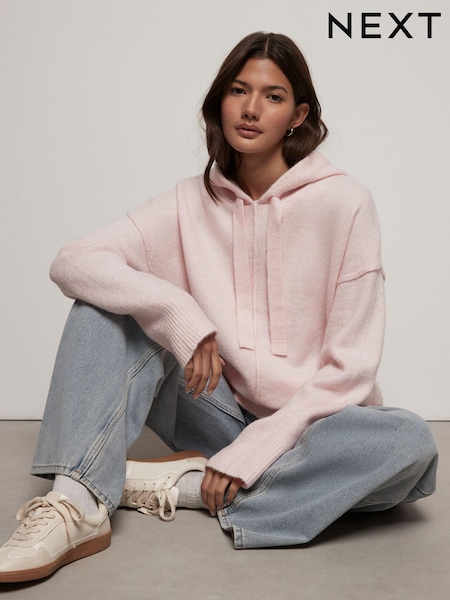Roz pal - Relaxed Fit Oversized Knitted Hoodie Jumper (B74218) | 156 LEI