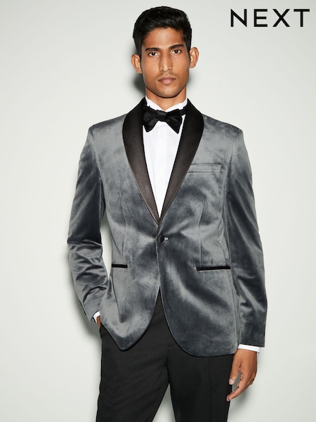 Harmaa - Normaali istuvuus - Velvet Blazer (B74247) | €122