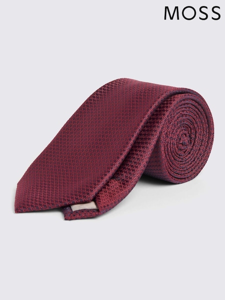 MOSS Maroon Red Textured Tie (B74268) | €26