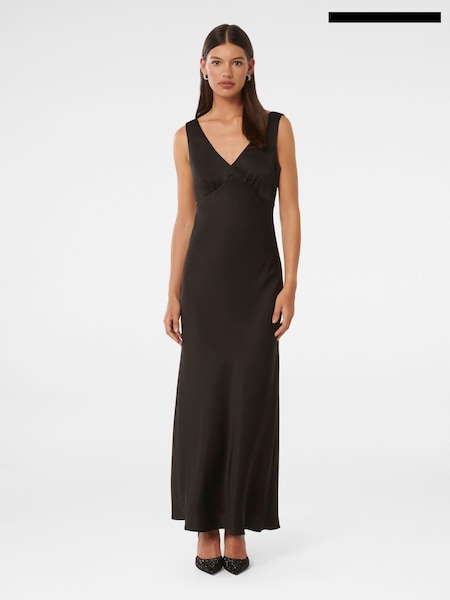 Forever New Black Cameron Petite V-Neck Satin Maxi Dress (B74289) | €70