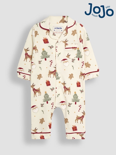 Jojo Maman Bébé 100% Cotton Christmas All-in-one Pyjamas (B74332) | €36