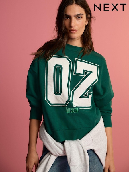 أخضر غابات - Official Wicked Movie License Oz Varsity Green Crewneck Sweatshirt (B74529) | ‏88 د.إ.‏