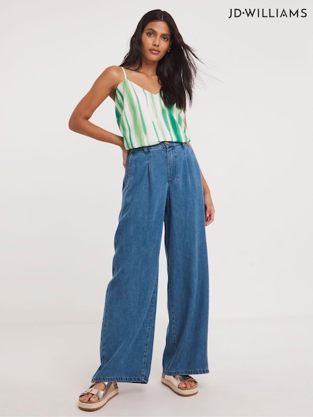 JD Williams Blue Lyocell Soft Wide Leg Jeans (B74588) | €24