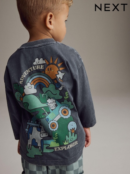 Charcoal Grey Long Sleeve T-Shirt (3mths-7yrs) (B74593) | 29 QAR - 36 QAR