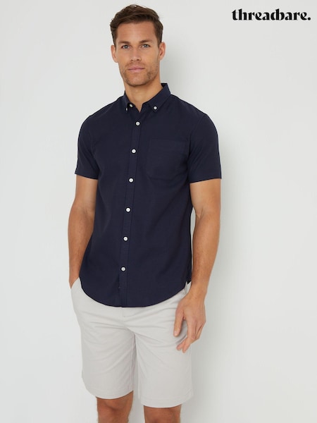 Threadbare Navy Cotton Blend Short Sleeve Shirt (B74618) | €15