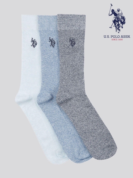 U.S. Polo Assn. Blue Mens Classic Rib Socks 3 Pack (B74629) | €25