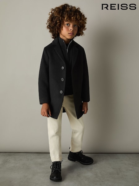 Reiss Black Gable 3-9 yrs Single Breasted Overcoat (B74642) | €149
