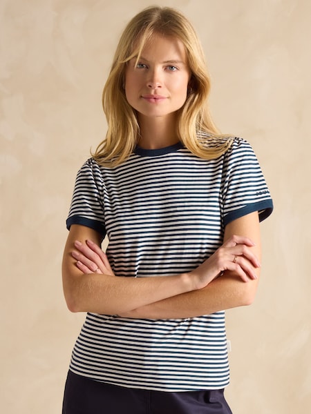 Joules Erin Navy Blue Short Sleeve Striped T-Shirt (B74698) | kr343