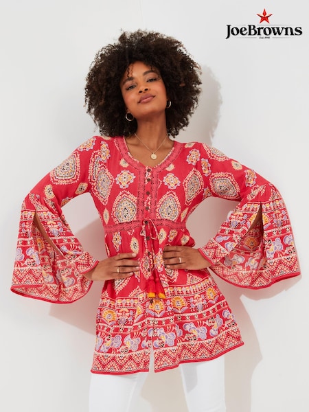 Joe Browns Beachy Border Print Longline Blouse (B74723) | 196 LEI