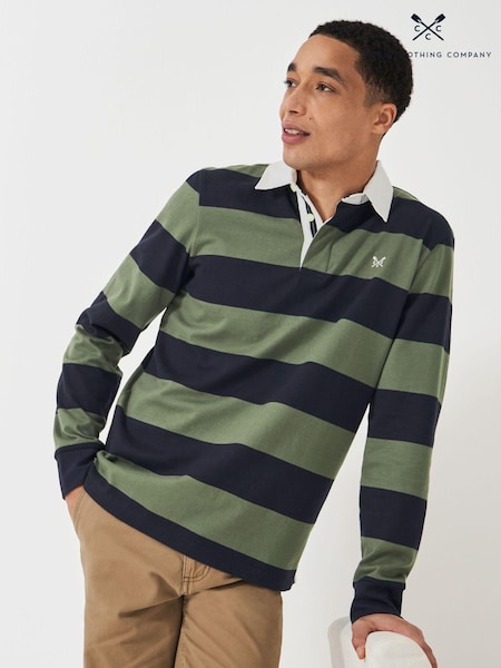 Crew Clothing Green Heritage Stripe Rugby 100% Cotton Shirt (B74764) | €92
