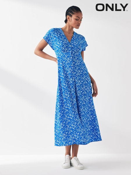 ONLY Printed Short Sleeve Button Up Midi Shirt Dress (B74776) | €25