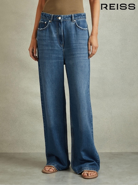 Mittelblau - Reiss Lyle Lässige Jeans aus leichter Viskosemischung (Kurzgröße) (B74840) | 211 €