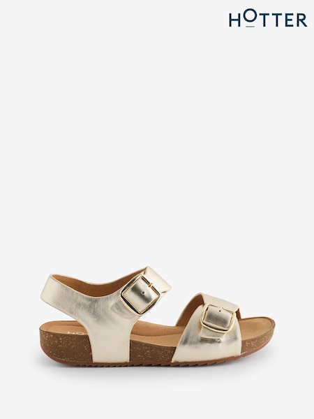 Hotter Soft Gold Wide Fit Tourist II Buckle Sandals (B74846) | €101