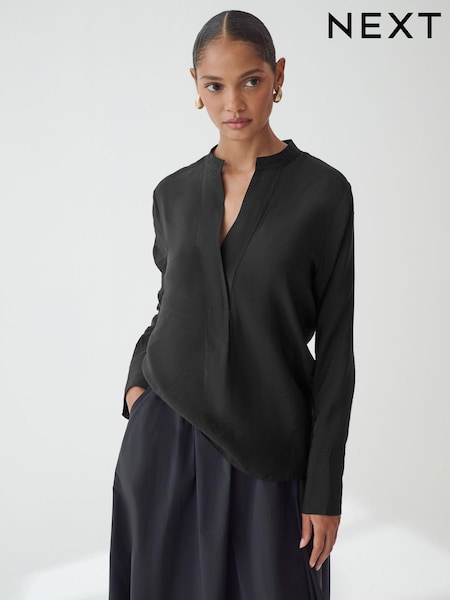 Black/Red Long Sleeve Textured Overhead V-Neck Blouses 2 Pack (B74896) | 103 QAR