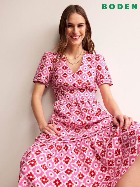 Boden Pink Eve Linen Midi Dress (B74960) | €79