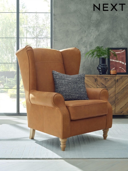 Antique Leather Light Tan Grande Sherlock Highback Armchair (B74969) | €1,175