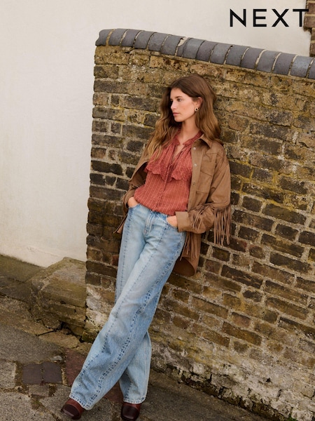 Mid Blue Patchwork Straight Leg 100% Cotton Jeans (B74987) | €19