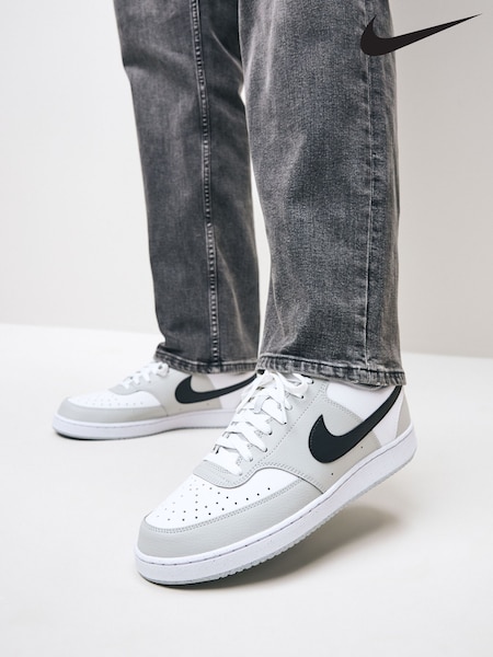Grå/vit - Nike Court Vision Low Trainers (B75053) | kr1 580