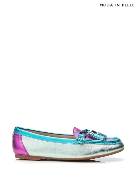 Moda In Pelle Famina Square Toe Bow Tassel Trim Leather Loafers (B75088) | ₪448