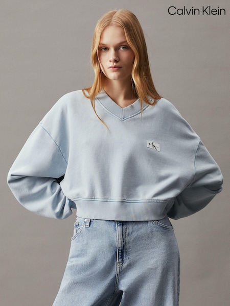 Calvin Klein Label Washed V-Neck Jumper (B75192) | 375 LEI