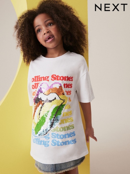 Ecru White Oversized Rolling Stones 100% Cotton T-Shirt (3-16yrs) (B75204) | €9 - €12.50