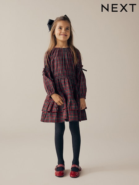 Red Tartan Check 100% Cotton Dress (3-16yrs) (B75293) | AED53 - AED71