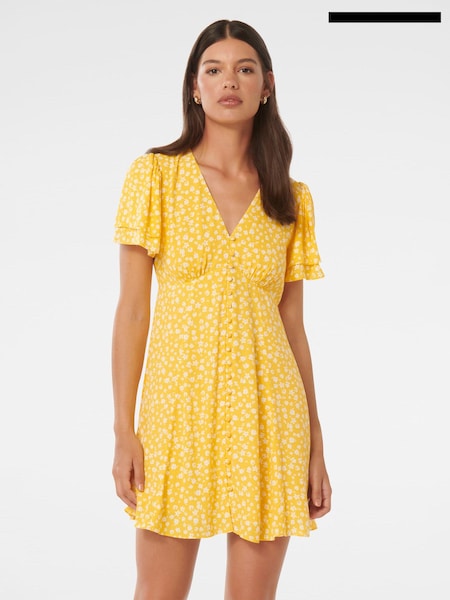 Forever New Yellow Pria Button Through Mini Dress (B75331) | €51