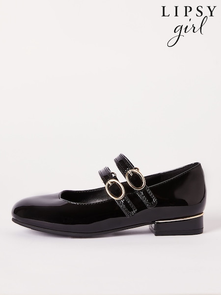 Lipsy Faux Leather Block Heel Double Strap Mary Jane School Shoe (B75442) | ‏95 ر.س.‏ - ‏108 ر.س.‏