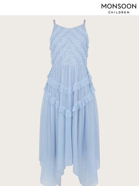 Monsoon Blue Shiloh Ruffle Prom Dress (B75620) | €35 - €38