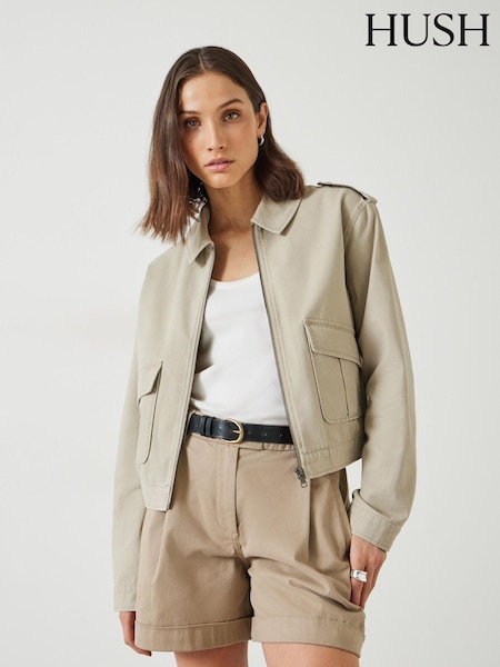 Hush Nude Laurie Zip-Up 100% Cotton Utility Jacket (B75635) | €58