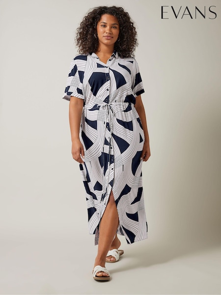 Blau - Evans Hemdkleid mit linearem Print (B75768) | 36 €