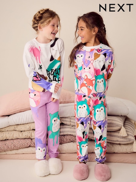 White/Pink/Purple License Squishmallows Pyjamas 2 Pack (5-14yrs) (B75776) | €42 - €51