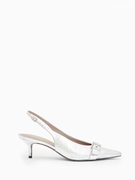 AllSaints Silver Selina Slingback Heels (B75777) | €147