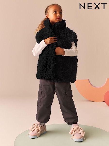 Black Chunky Borg Gilet (3-16yrs) (B75882) | AED22 - AED28
