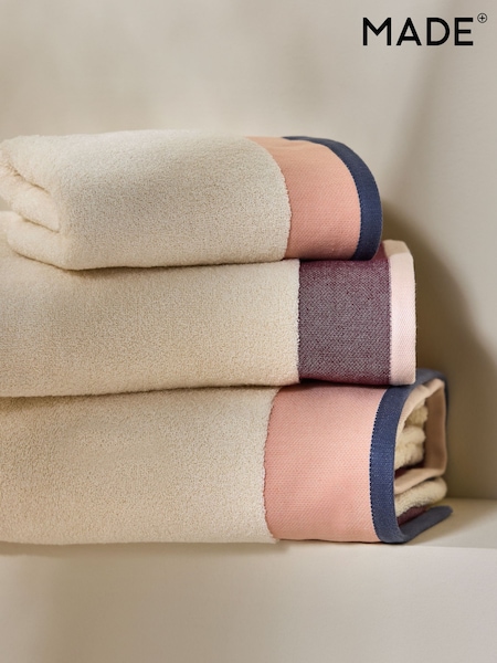 MADE.COM Pinks Dax Border 100% Cotton Towel (B75978) | €13.50 - €40