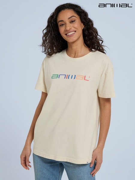 Cream - Tricou Animal pentru femei Leena Boxy 100% bumbac (B75979) | 109 LEI