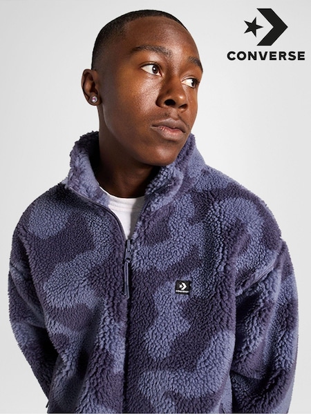 Converse Purple Wordmark Full Zip Sherpa Jacket (B76047) | R$ 985