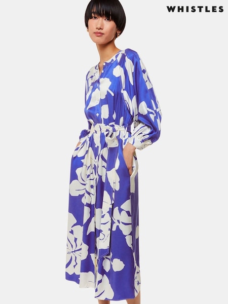 Whistles Blue Hawaiian Print Mabel Dress (B76069) | €95