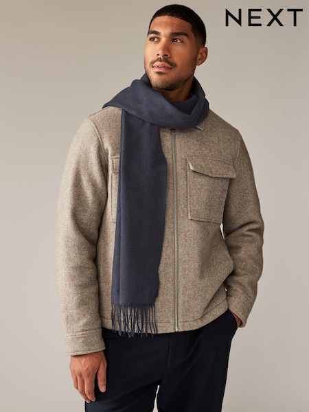 Темно-синий - Woven Scarf with Wool (B76114) | €10