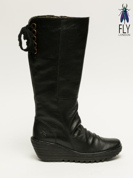 Fly London Yust Knee High Black Boots (B76139) | €126