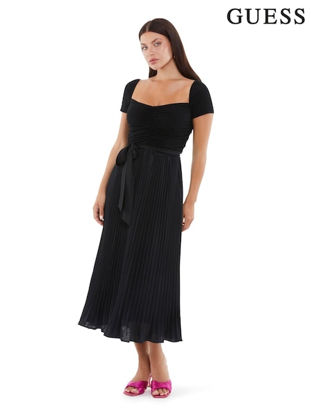 Guess Pleated Occasion Midi Dress With Linen (B76200) | €99