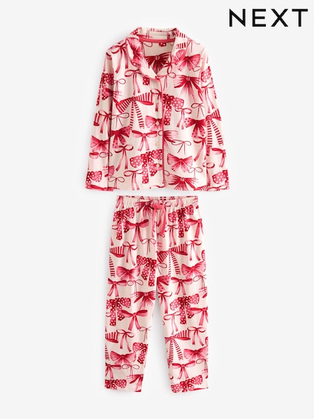 Red Bow Jersey Button Through Pyjamas (3-16yrs) (B76249) | AED60 - AED74